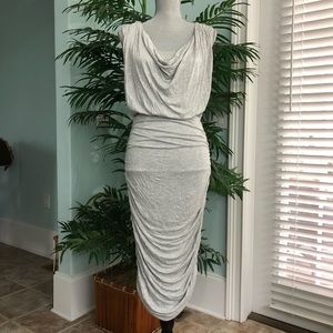 Nieman Marcus Bodycon Dress Ruched Heather Gray